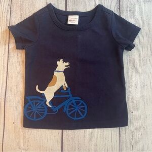 Hanna Andersson Navy Bicycle & Dog Applique Top Size 75/12-18 months